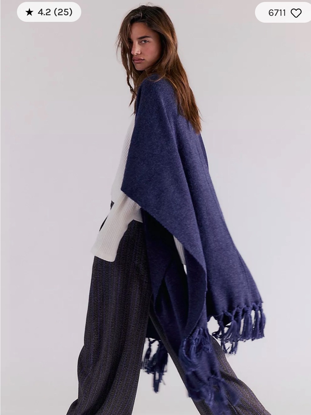 Free People Blanket Duster Wrap. NWT. Denim blue